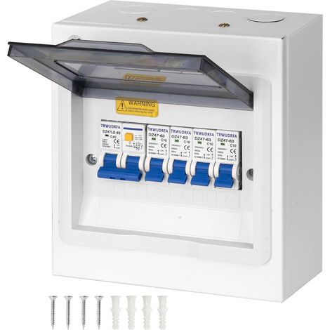 Coffret Electrique Etanche - Tableau électrique apparent d’interrupteur différentiel 40A et disjoncteurs 2x10A+2x16A- Coffret de protection pour maison, bureau et centre commercial (1/5)