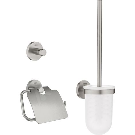 Grohe QuickFix Start - Set d’accessoires pour toilette 3 en 1, supersteel 41204DC0 (1/3)