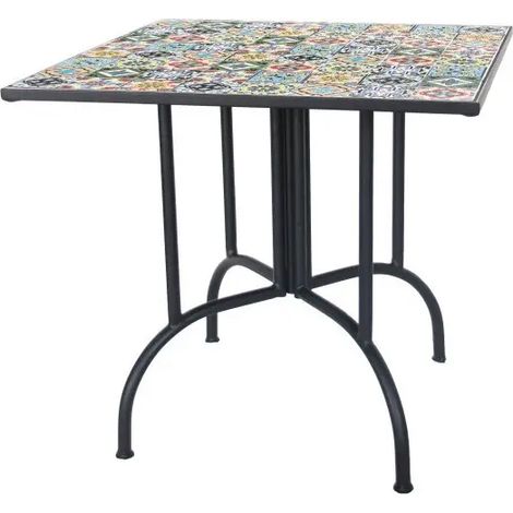 Eleganter quadratischer Mosaiktisch 80x80x75 für Garten und Balkon