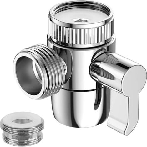 Robinet inverseur avec aérateur, robinet inverseur 3 voies pour douches à main, distributeur pour robinet de lavabo - convient aux cuisines et salles de bains. (1/4)