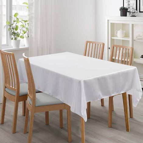 Nappe rectangulaire blanche brillante unie 145 cm x 305 cm pour banquets et mariages dans hôtels haut de gamme (1/5)
