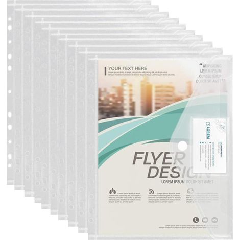 40-teiliges A4-Dokumententaschen-Set, wasserdichte Sammelmappen mit Lochrand, Klettverschluss und Etikettentasche