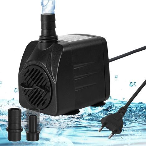 Pompe d'aquarium, pompe à eau 16 W, 800 l/h, pompe submersible, pour bassin et fontaine, résistante à la sécheresse et idéale pour le jardin, silencieuse, avec 2 buses, câble de 1,4 m. (1/5)