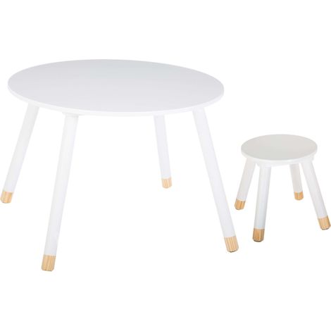 Conjunto Infantil Muebles Dormitorio Para Niños Pack Douceur Mesa + Taburete Color Blanco (1/5)