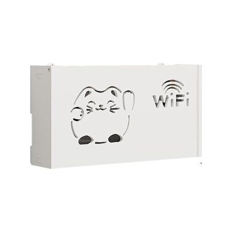 Aufbewahrungsbox für WLAN-Router, Holz, 20 x 38 x 8,5 cm, Weiß (1/5)