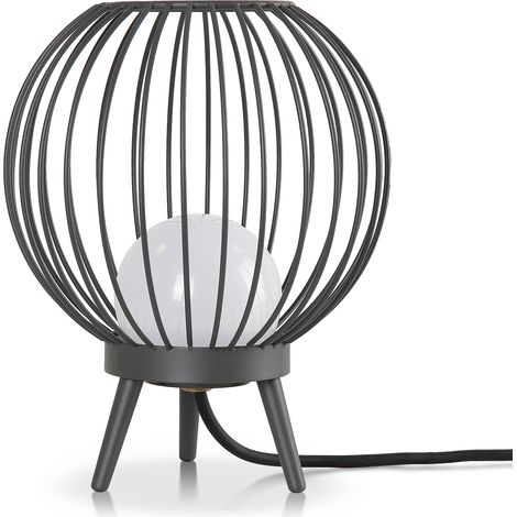 Paco Home Luminaria Exterior Lámpara Pie Mesa Exterior Terraza Jardín IP 54 Cable 3m Antracita (lechosa), Lámpara de mesa LED