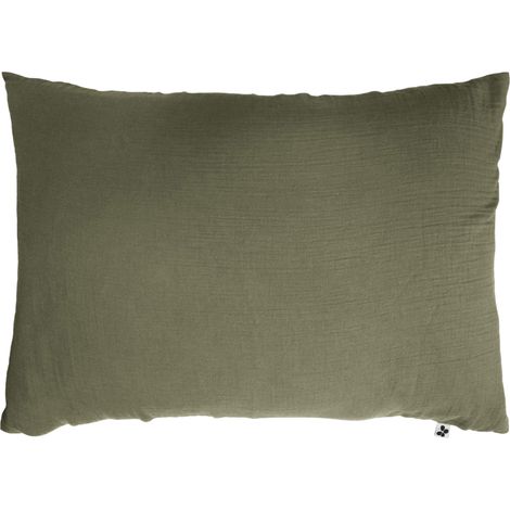Taie d'oreiller double gaze de coton kaki 50x70 cm