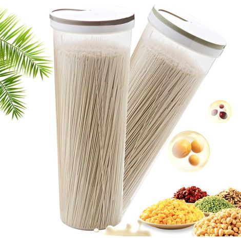 Lot de 2 contenants à grains avec couvercle rotatif, boîte de conservation pour pâtes, céréales et aliments secs (1/5)