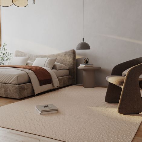 Tapis en laine Pure Cloud - Tapis en laine  - 290x190cm, Rectangular - 80% Laine vierge, 20% Coton - Tissé main - Blanc