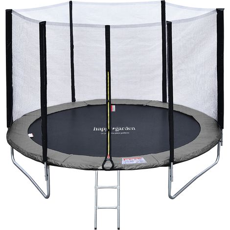 Premium Pack Trampolin 245cm wendbar grau / rosa CANBERRA + Netz, Leiter, Abdeckplane und Verankerungsset