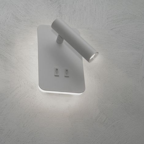 Lampada con doppio led da lettura da parete muro Applique da 6W orientabile per casa hotel b&b con luce bianca fredda 6500K (1/5)