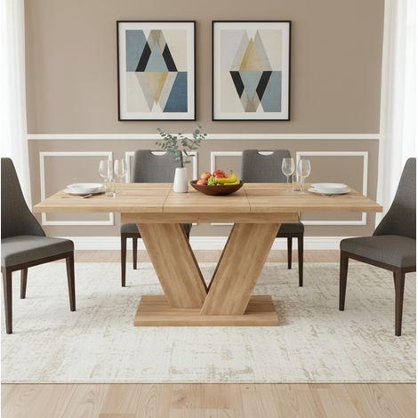 Tavolo da pranzo allungabile in MDF 140/180 x 80 cm, rovere, rettangolare, per 4-8 persone (1/5)
