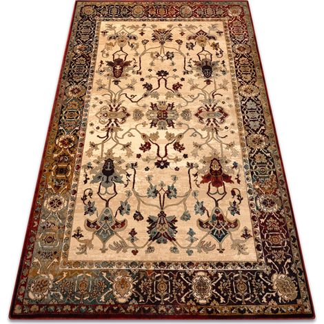 Alfombra de lana POLONIA BODRUM Ornamento, marco rubí claro beige 200x300 cm