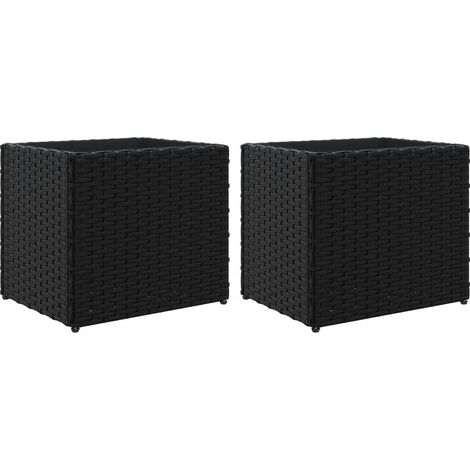 Fioriera rialzata per piante fiori giardino terrazze set da 2 36 x 30 x 32 cm resina intrecciata nera 020038947