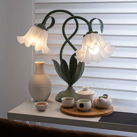 Lampe de chevet double tête en forme de fleur, 3 modes de couleur, USB, flexible, vert – ACKERMAN (1/5)