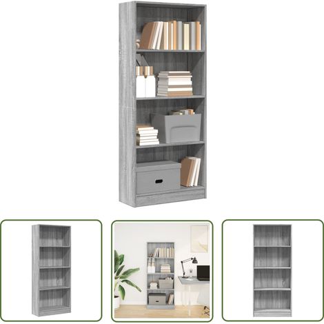 vidaXL Bücherregal Grau Sonoma 60x24x143 cm Holzwerkstoff (1/5)