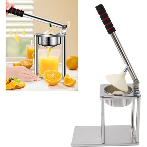 Exprimidor manual multifuncional de limones de acero inoxidable (1200 g, 24,8 x 13 x 29 cm) con repuestos – para uso privado y comercial. (1/5)