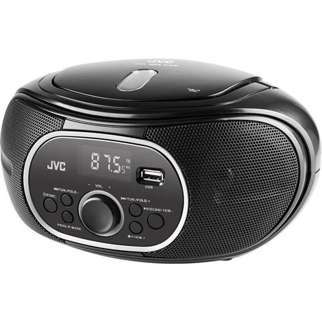 Radiocasete portátil JVC con CD, USB, pantalla LCD, MP3, AUX y FM (modelo JVC RD-E221B) (1/5)