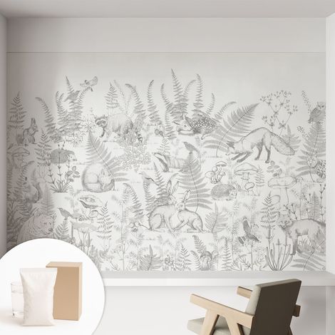 Papier peint intissé décoratif pour salon chambre et cuisine Facile à poser avec colle Animaux de la forêt 152x104 cm (1/5)