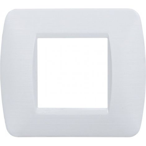 Placca serie Space, 2 moduli, plastica satinata, bianca, compatibile con serie BTicino Living - Ettroit LN85201