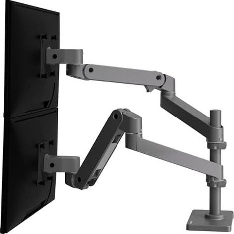 Ergotron – LX Pro Premium Bras Vertical empilable Double écran, Support de Bureau VESA – pour 2 écrans jusqu'à 27 Pouces, de 4 à 10