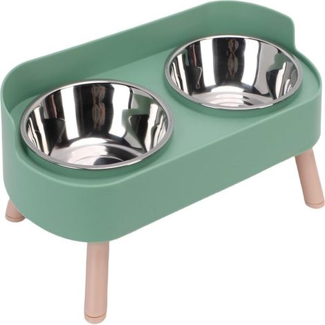 Ensemble de gamelles surélevées pour chien et chat avec 2 bols en acier inoxydable, station d'alimentation pour animaux, support pour gamelle (vert avocat)