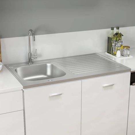 Jeu d'évier de cuisine et égouttoir argenté 1000x600x155mm inox (1/5)