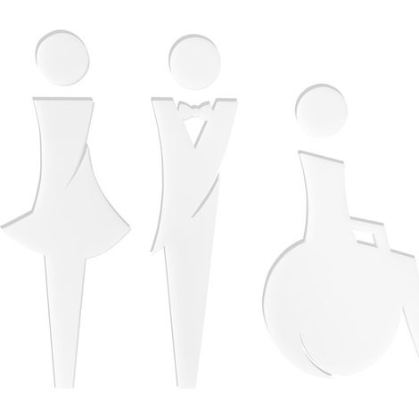Pictogramme WC en relief.- Plexi blanc -