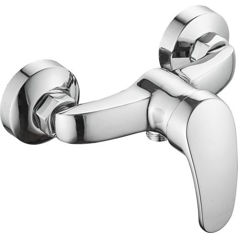 Mitigeur Douche, Robinet Baignoire Montage Mural Apparent, Robinets Monocommande Douche Réglage de Température Raccord Fileté Pour Universel Flexible En G1/2, Chromé, Argenté (1/5)