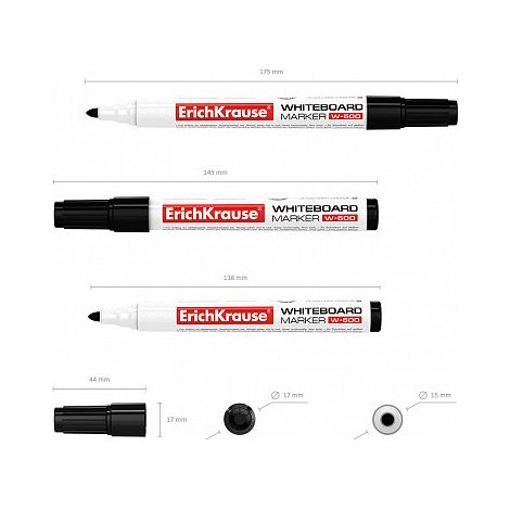 MARCADOR PIZARRA BLANCA W-500, COLOR: NEGRO ERICH KRAUSE 12845