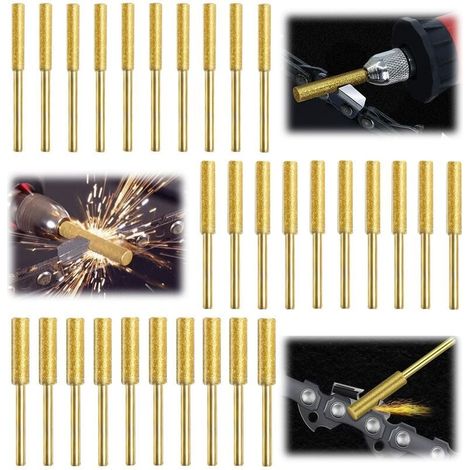 30 Piezas Gabarit Affutage Chaine de Tronconneuse, Diamant Affuteur Affuteuse de Chaine Tronçonneuse, Lime pour Chaine de Tronconneuse, 3 Tailles Différentes pour Tronçonneuse Affûter et Poncer-LIAIKI (1/5)