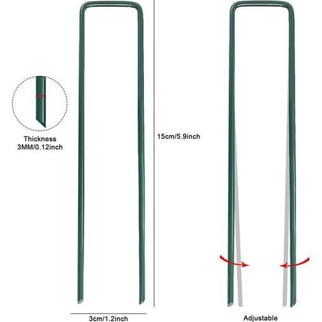 Piquets de Jardin Piquet de Fixation Tente Piquets de Sol Cheville de Jardin Agrafes de Jardinage pour Fixer Toile de Paillage Clôture de Jardin Barrière Contre Filets Camping Gazon Artificiel,20pièce (1/3)