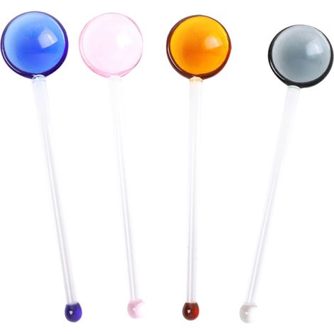 Ensemble de 4 cuillères à thé en verre – Agitateurs à expresso ou à thé en verre – Verre borosilicate résistant à la chaleur – Compatibles lave-vaisselle (1/5)