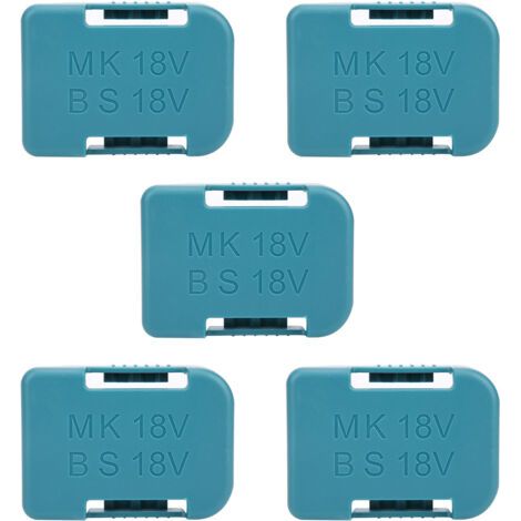 Lot de 5 supports de rangement pour batterie au lithium, fente pour ceinture, pour appareils de fixation Makita 18 V, cyan