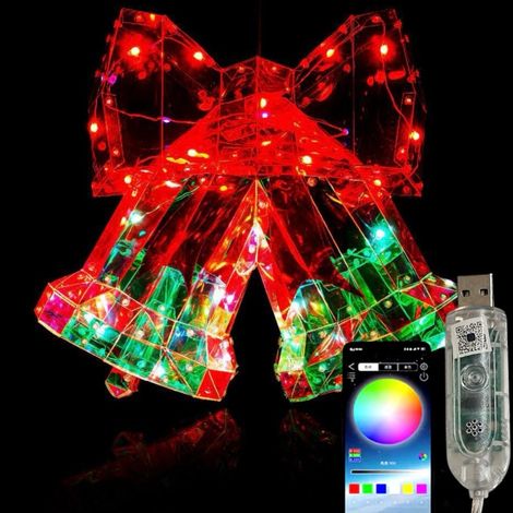 Figura luminosa campane 3D 40 Led per decorazioni natalizie USB luci bluetooth gestite APP (1/5)