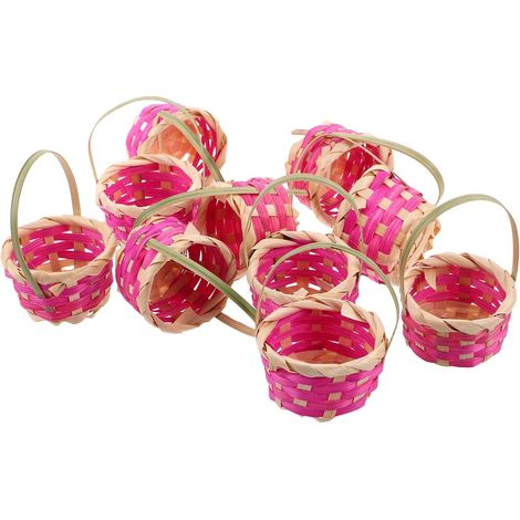 10 Mini Paniers Tressés en Bambou Anse, Décoratifs et Rustiques, pour Fêtes Festives ou Réceptions, Accessoires de Mariage Artisanaux (1/5)