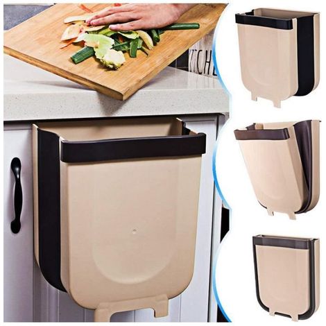 Poubelle Kitchen Pliable Wall Mounted pour Voiture Bureau à Domicile Design Suspendu 9L (1/4)