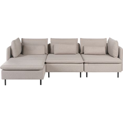 Sofá 3 plazas de tela asiento moderno derecho sala de estar beige Lemvig