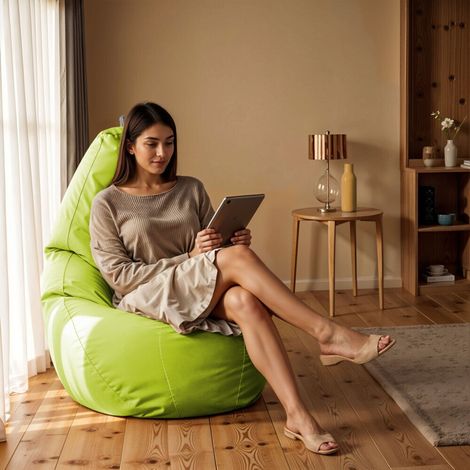Pouf Poire Similicuir Vert XXL Vert (1/5)