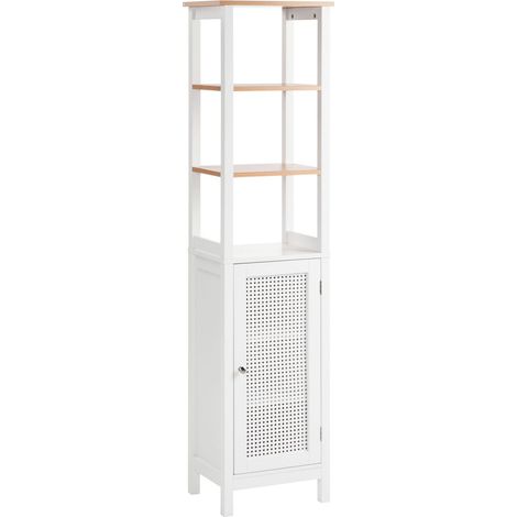 Mobile da bagno alto con ripiani in MDF bianco 30 x 160 cm Alamos (1/5)