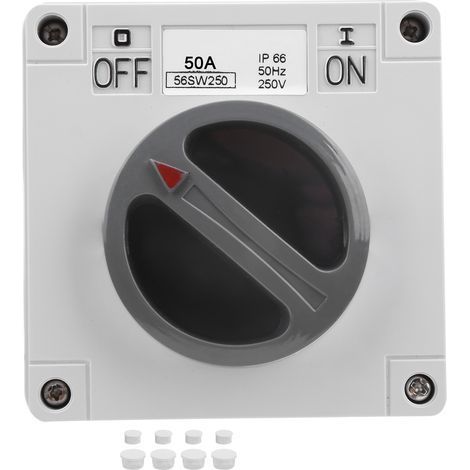 Prise de commutateur étanche extérieure, Isolation anti-poussière, boutons et indicateurs rotatifs OnOff 250V(2P50A) (1/5)