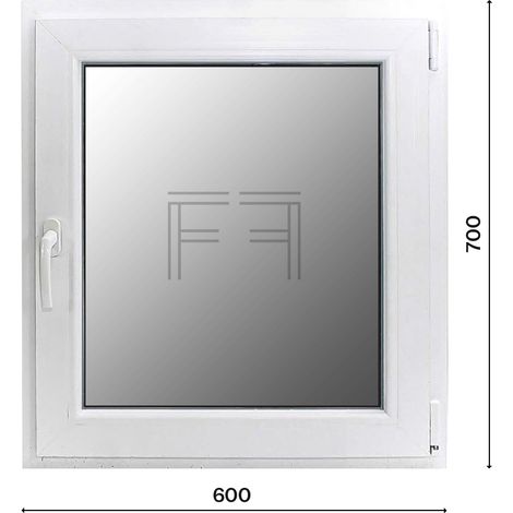Fintex-finestra in PVC bianco singola anta 600x700 apertura a destra, doppio vetro, PROFILO A L (1/3)