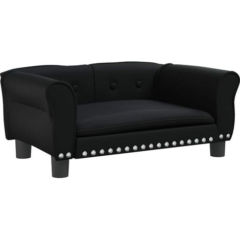 vidaXL Cama para perros de cuero sintético negra 70x45x30 cm (1/2)