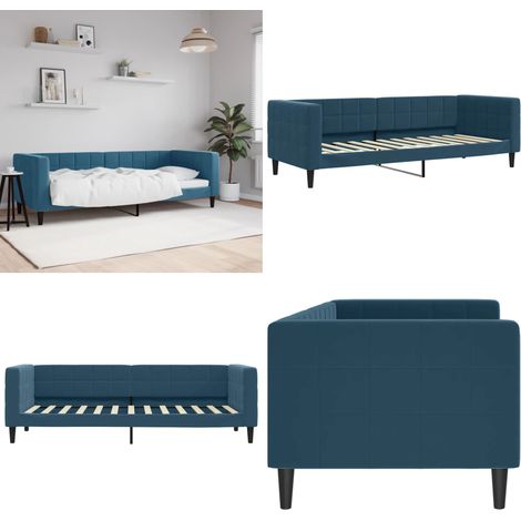 Lit de repos sans matelas bleu 80x200 cm velours - Canapé Convertible - Lit Invité - Meuble Salon - Lit Compact - Literie - Home & Living (1/5)