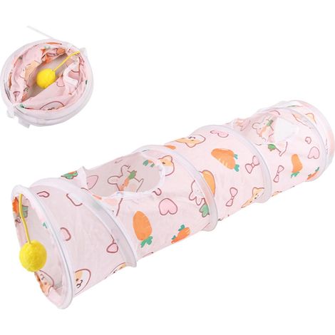 Tunnel Petit Animal, Tunnels de Lapin pour Lapins à l'intérieur  Pipe Peekaboo Pet en Salle  Tunnels Pliables Dessin animé Lapin cachette d'activité de Tube Jouet pour Lapins Nains, Hamster,