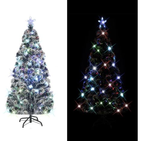 Arbre de Noël  Sapin de Noël pré-éclairé avec support et LED 180 cm fibre optique (1/5)