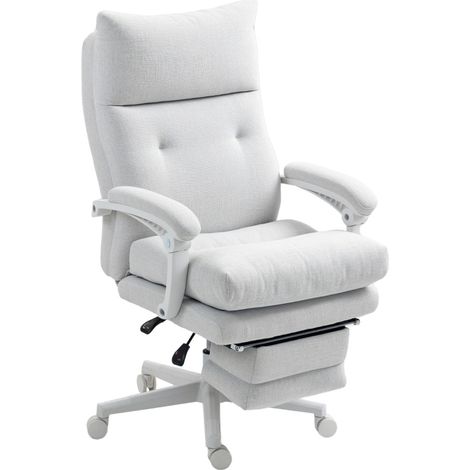 Sedia da ufficio ergonomica reclinabile con poggiapiedi e supporto lombare, crema MODENUIT (1/5)