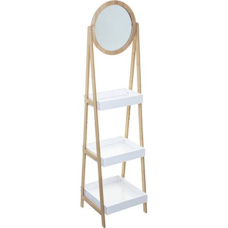Etagère 3 niveaux avec miroir - 39 x 40 x 160 cm - Livraison gratuite (1/4)