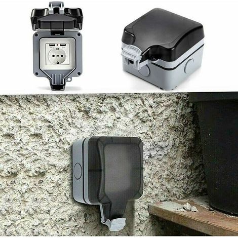 Doppelte Außensteckdose mit USB-Anschluss, wasserdicht und langlebig, ausgestattet mit einer einfachen Wanddose für den Außeneinsatz. (1/5)