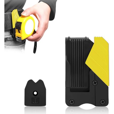 Confezione da 2 supporti per metro a nastro con chiusura rapida - set universale, sicuro ed efficiente per metro a nastro (nero, 2 pezzi)